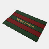 Classic Christmas Green And Red Stripes ドアマット (アングル)