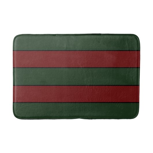 Classic Christmas Green And Red Stripes バスマット (正面)