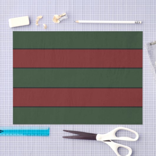 Classic Christmas Green And Red Stripes 薄葉紙 (クラフト)