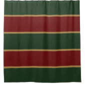 Classic Christmas Green And Red With Gold Trim シャワーカーテン (正面)