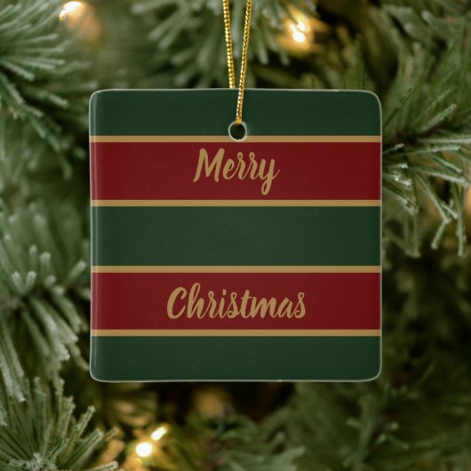 Classic Christmas Green And Red With Gold Trim セラミックオーナメント (ツリー)