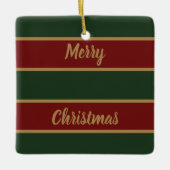 Classic Christmas Green And Red With Gold Trim セラミックオーナメント (正面)