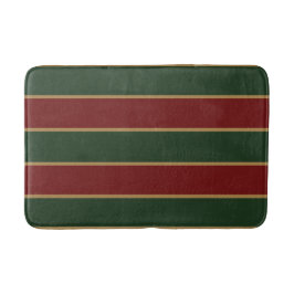 Classic Christmas Green And Red With Gold Trim バスマット