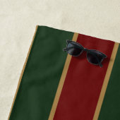 Classic Christmas Green And Red With Gold Trim ビーチタオル (インサイチュ)