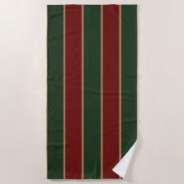 Classic Christmas Green And Red With Gold Trim ビーチタオル