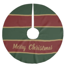 Classic Christmas Green And Red With Gold Trim ブラッシュドポリエステルツリースカート