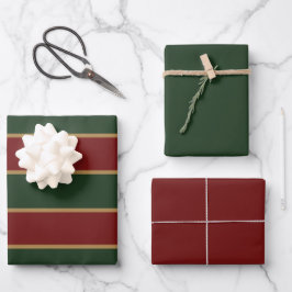 Classic Christmas Green And Red With Gold Trim ラッピングペーパーシート