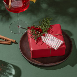 Classic Christmas Green Red Stripes  ギフトタグ