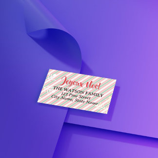 Classic Christmas Green Red White Stripes ラベル