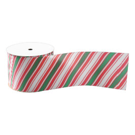 Classic Christmas Green Red White Stripes Ribbon グログランリボン