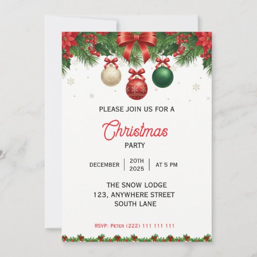 Classic Christmas Holiday Party Invitation セーブザデート (正面)