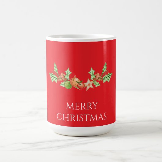 Classic christmas holly and pine cone design コーヒーマグカップ (中央)
