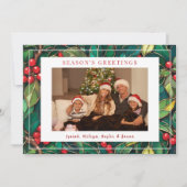 Classic Christmas Holly Flat Holiday Card シーズンカード (正面)