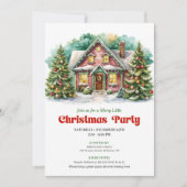Classic christmas house invite playful lettering 招待状 (正面)