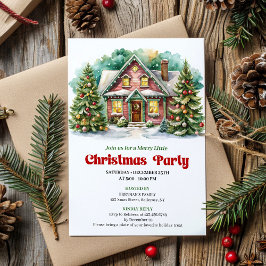 Classic christmas house invite playful lettering 招待状