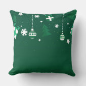 Classic Christmas Icons – Green Holiday Pillow クッション (正面)
