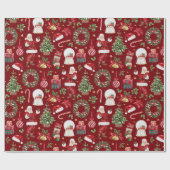 Classic Christmas Motifs Santa Claus Bells Holiday ラッピングペーパー (フラット)