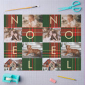 Classic Christmas Noel Plaid Photo Holiday 薄葉紙 (クラフト)