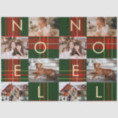 Classic Christmas Noel Plaid Photo Holiday 薄葉紙 (正面)