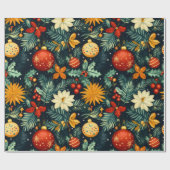 Classic Christmas Ornaments & Holiday Foliage ラッピングペーパー (フラット)