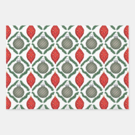 Classic Christmas Ornaments Set Wrapping Paper ラッピングペーパーシート