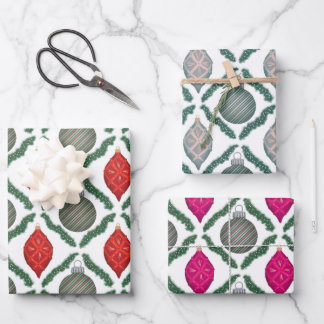 Classic Christmas Ornaments Set Wrapping Paper ラッピングペーパーシート