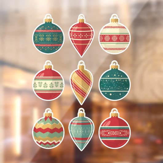 Classic Christmas Ornaments Window Cling ウィンドウサイン (シート2)