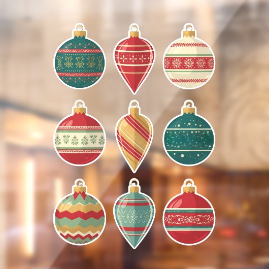 Classic Christmas Ornaments Window Cling ウィンドウサイン (シート2)