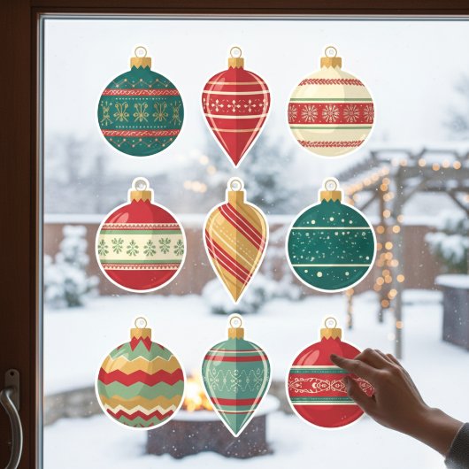 Classic Christmas Ornaments Window Cling ウィンドウサイン