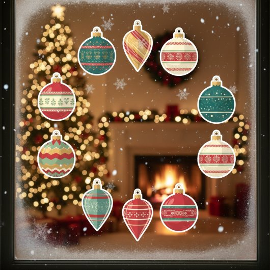 Classic Christmas Ornaments Window Cling ウィンドウサイン
