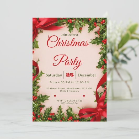 Classic Christmas Party Invitation 招待状 (スタンド正面)