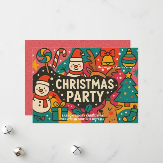Classic Christmas Party Invitation - Holiday Event シーズンカード (正面/裏面インサイチュ)