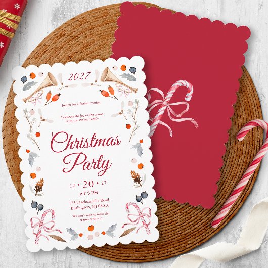 Classic Christmas Party Invite 招待状