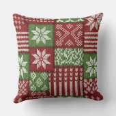 Classic Christmas Patchwork Knit -Red, Green クッション (裏面)
