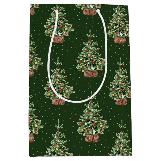 Classic Christmas Pattern ミディアムペーパーバッグ (正面)