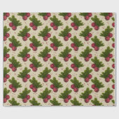 Classic Christmas Pine Branches & Red Ornaments  ラッピングペーパー (フラット)