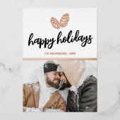 Classic Christmas Pine Cones Photo 箔シーズンカード (正面)