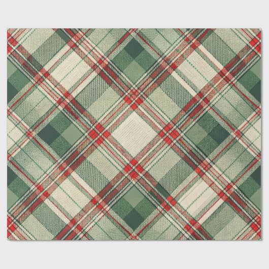 Classic Christmas Plaid ラッピングペーパー (フラット)