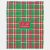 Classic Christmas Plaid Blanket Monogram Holiday フリースブランケット (正面)