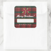 Classic Christmas Plaid Label Sticker スクエアシール (バッグ)