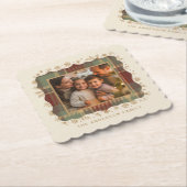 Classic Christmas Plaid Photo Template ID1141A ペーパーコースター (アングル)