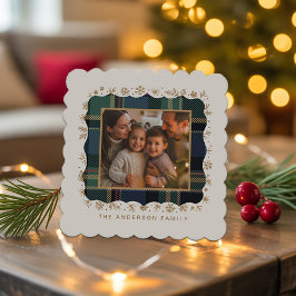 Classic Christmas Plaid Photo Template ID1141B ペーパーコースター