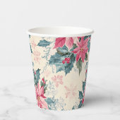 Classic Christmas Poinsettia Flowers Paper Cup 紙コップ (裏面)