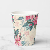 Classic Christmas Poinsettia Flowers Paper Cup 紙コップ (正面)