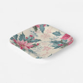 Classic Christmas Poinsettia Flowers Paper Plate ペーパープレート (傾斜あり)
