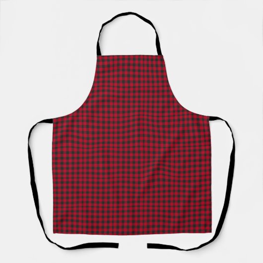 Classic Christmas Red and Black Buffalo Check エプロン (正面)