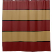 Classic Christmas Red And Gold Stripes シャワーカーテン (正面)