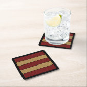 Classic Christmas Red And Gold Stripes スクエアペーパーコースター (インサイチュ)