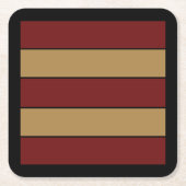 Classic Christmas Red And Gold Stripes スクエアペーパーコースター (正面)