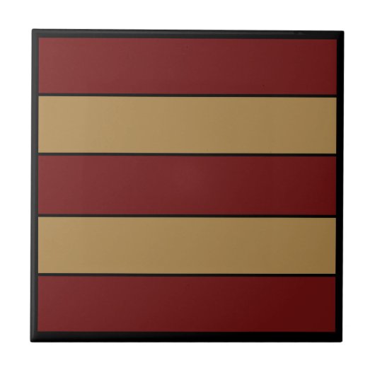 Classic Christmas Red And Gold Stripes  タイル (正面)